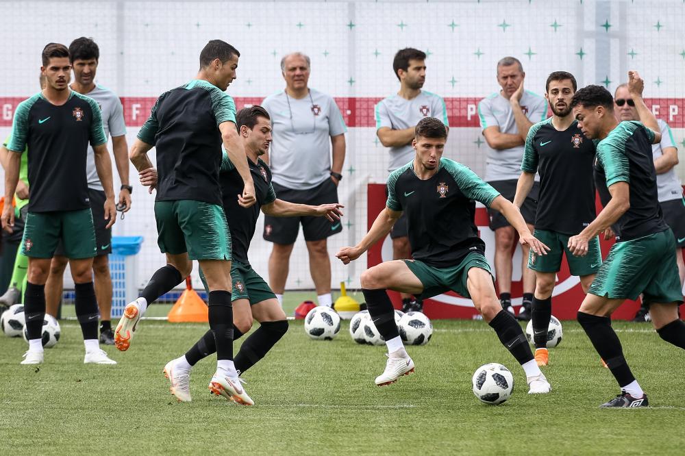 Portugal players practice at the Kratovo training camp in Ramensky, Moscow, Tuesday. — EPA 