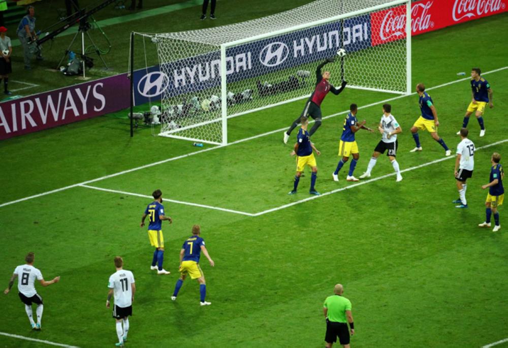 Germany's Toni Kroos scores their second goal. — Reuters