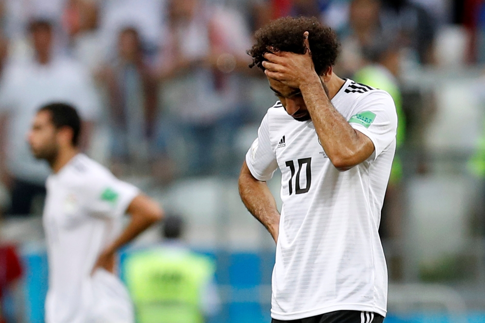 Egypt's Mohamed Salah looks dejected after the Group A World Cup match against Saudi Arabia at the Volgograd Arena, Volgograd, Russia, on Monday. — Reuters