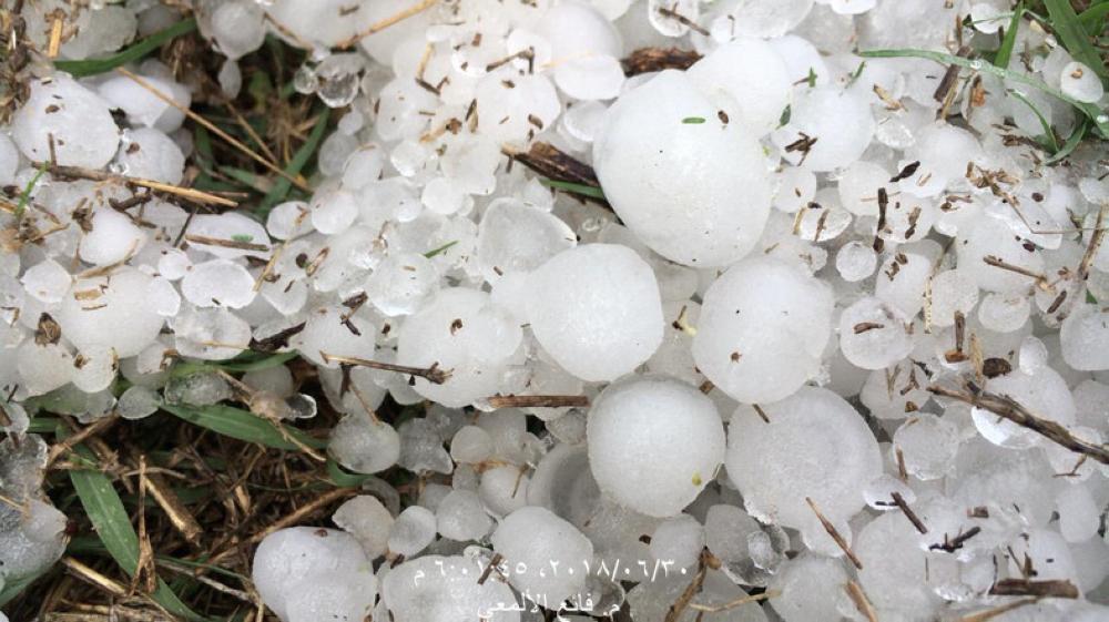 As most of KSA swelters in summer
heat, hailstones spotted in Asir area