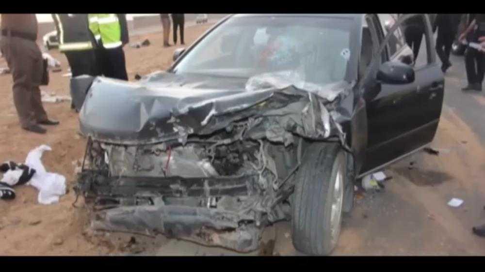 Abdullah Al-Rashidi's car after it was attacked by the Daesh men.
