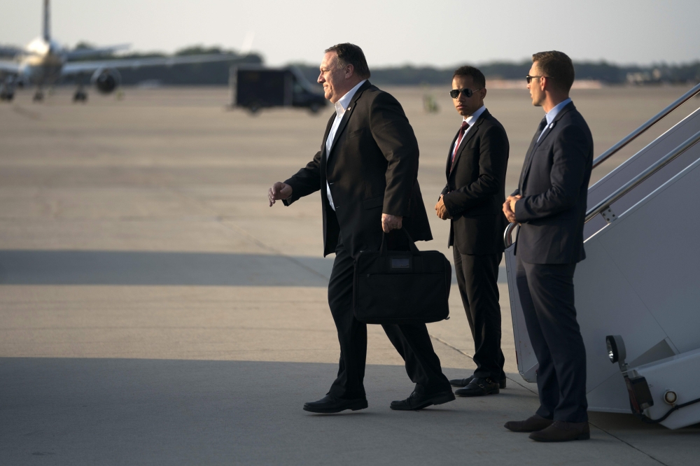 US Secretary of State Mike Pompeo arrives at Andrews Air Force Base in Maryland in this July 13, 2018 file photo. — AFP