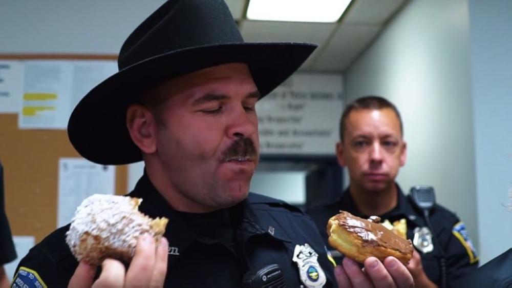 A screen shot from a video the Middletown Police Department created as part of a lip sync challenge among law enforcement in the US.