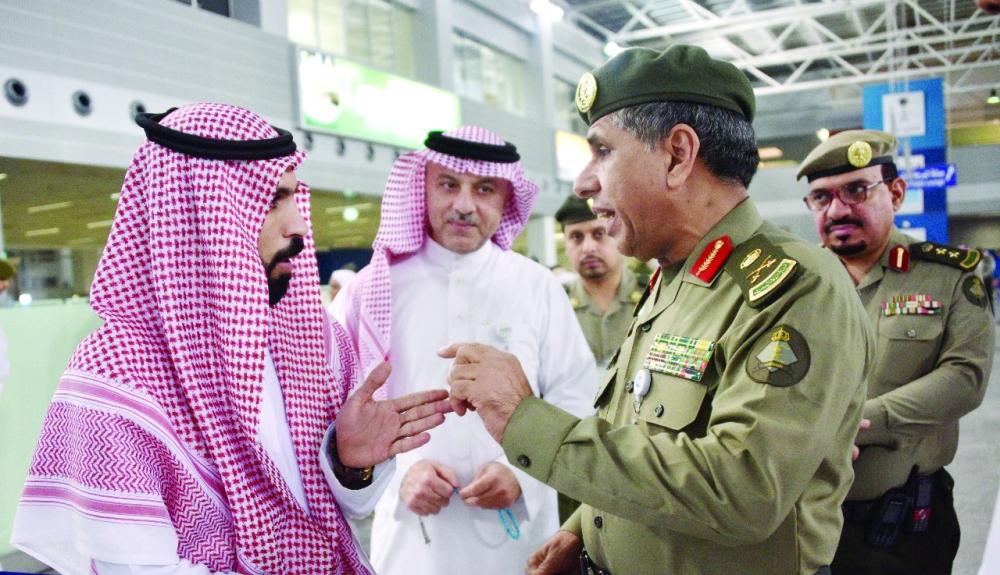 Director General of Passports Maj. Gen. Sulaiman Al-Yahya during his inspection tour at the Haj Terminal of King Abdulaziz International Airport in Jeddah on Sunday.
