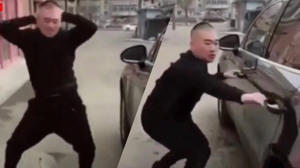This video grab shows a driver in China performing the 