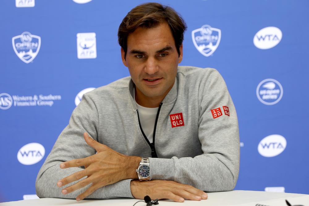Roger Federer of Switzerland answers questions at a press conference during the Western & Southern Open at Lindner Family Tennis Center in Cincinnati Monday. — AFP 