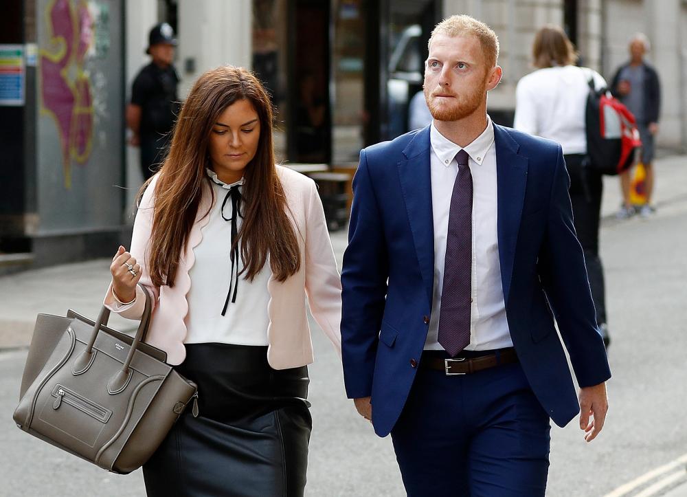 England cricket player Ben Stokes and his wife Clare Ratcliffe arrive at Bristol Crown Court Tuesday. — Reuters