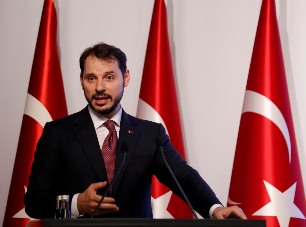 Turkish Treasury and Finance Minister Berat Albayrak speaks during a presentation to announce his economic policy in Istanbul, Turkey, recently. — AFP