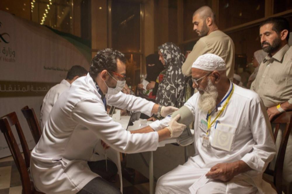 A member of the Nahdi Medical Convoy is providing Haj pilgrims with medical service. — Courtesy photo