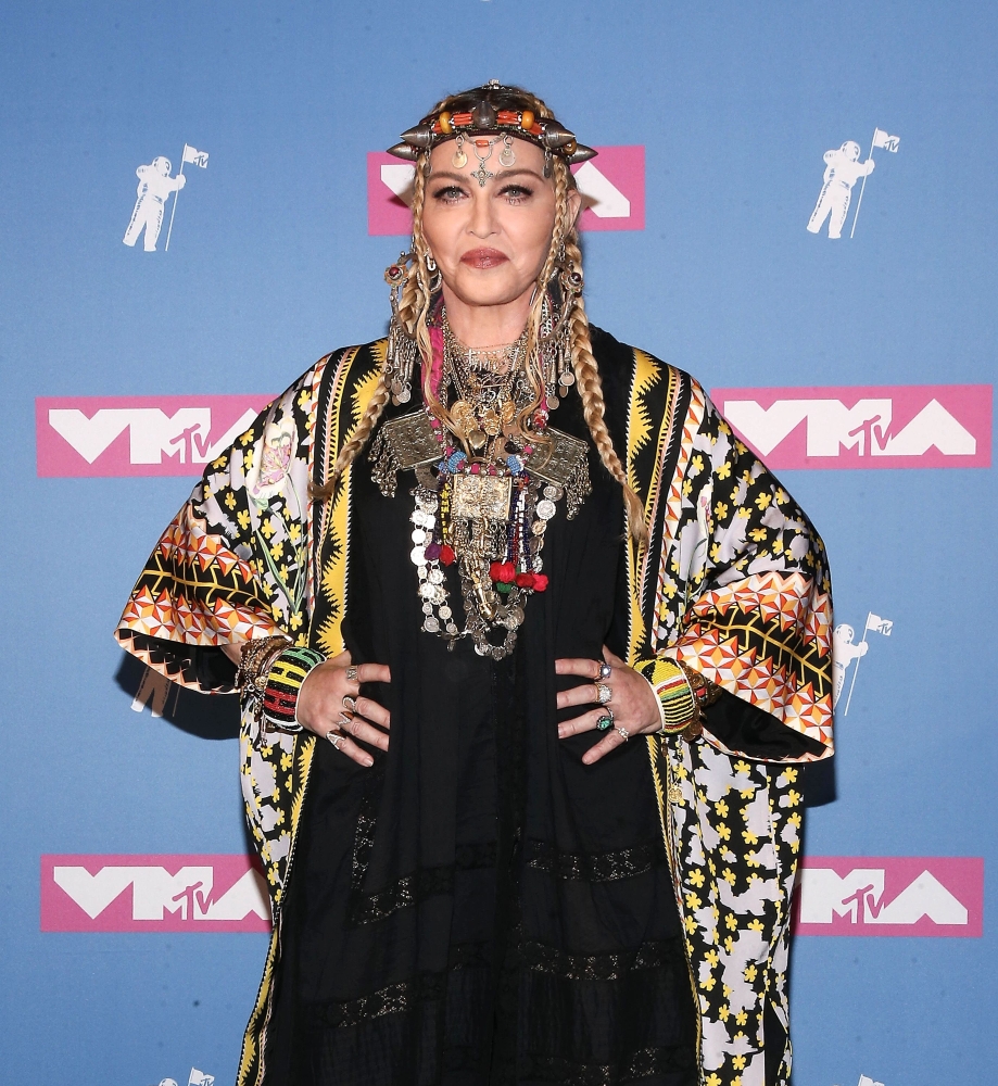 Madonna poses in the press room at the 2018 MTV Video Music Awards Press Room at Radio City Music Hall in New York City on Monday. — AFP