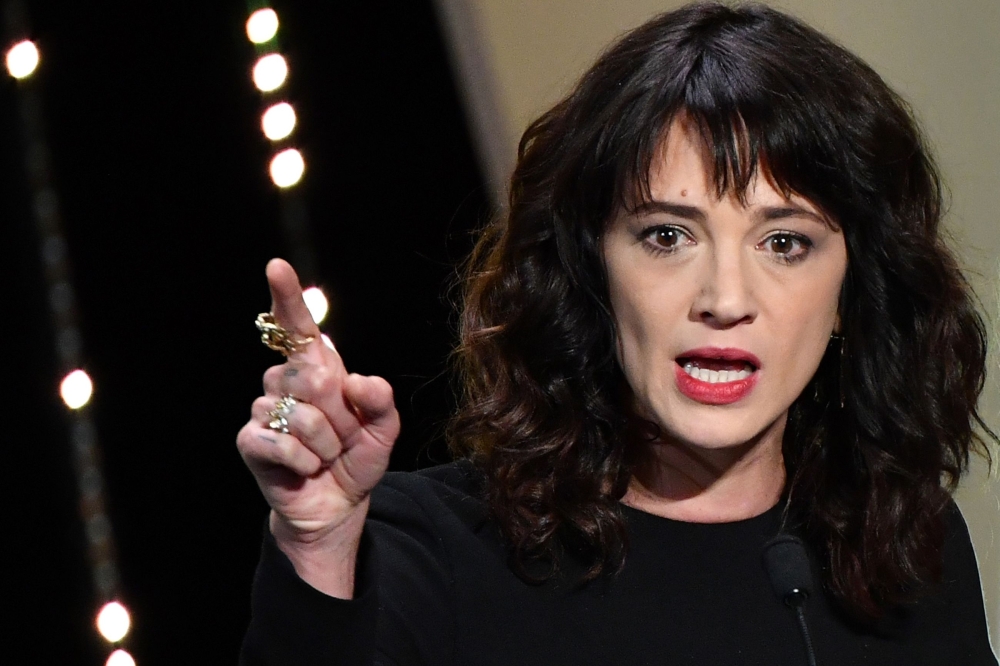 Italian actress Asia Argento speaks on stage during the closing ceremony of the 71st edition of the Cannes Film Festival in Cannes, southern France, in this May 19, 2018 file photo. — AFP