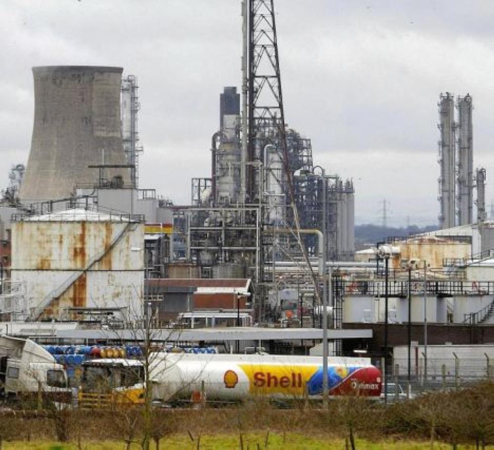 File photo of the former Shell refinery that was taken over by Essar Oil UK's Stanlow refinery. A fire broke out in a Shell-owned chemical plant in northwestern England on Wednesday but operations in the refinery on the same site were unaffected.