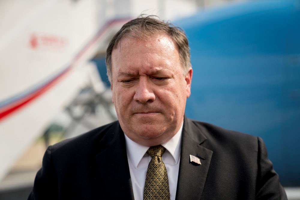 US Secretary of State Mike Pompeo pauses while speaking to members of the media following two days of meetings with Kim Yong Chol, a North Korean senior ruling party official and former intelligence chief, at Sunan International Airport in Pyongyang in this July 7, 2018 file photo. — Reuters