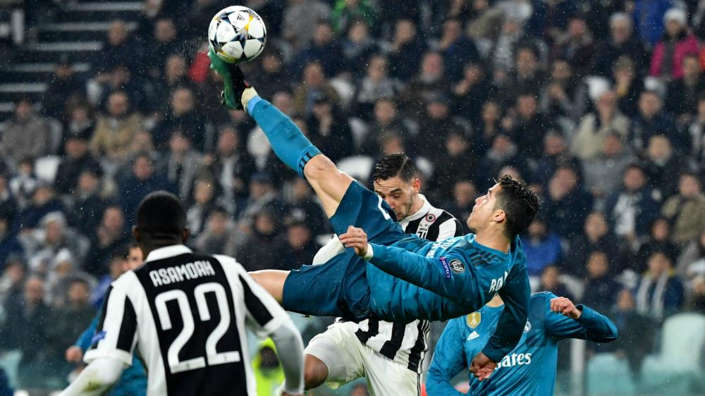 The overhead kick of Cristiano Ronaldo for Real Madrid against Juventus.