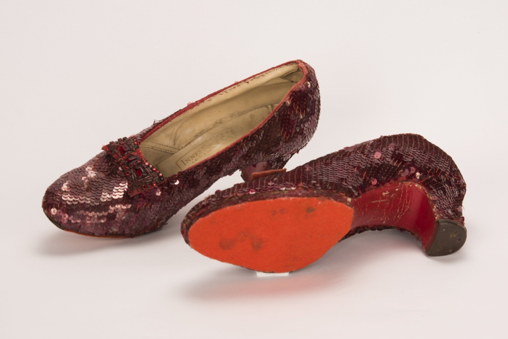 A pair of ruby slippers featured in the classic 1939 film 