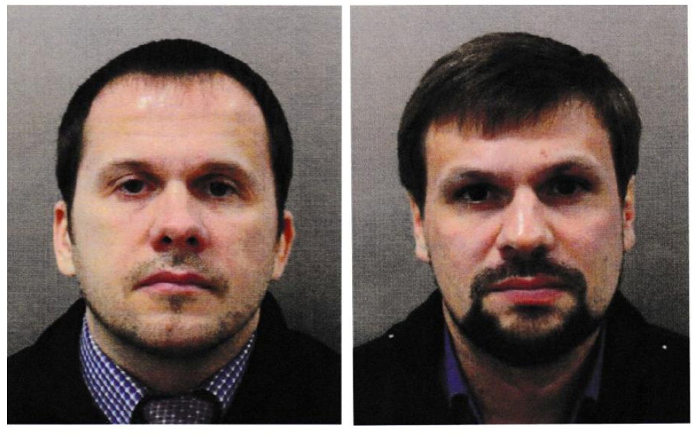 Alexander Petrov and Ruslan Boshirov, who were formally accused of attempting to murder former Russian intelligence officer Sergei Skripal and his daughter Yulia in Salisbury, are seen in an image handed out by the Metropolitan Police in London on Wednesday. — Reuters