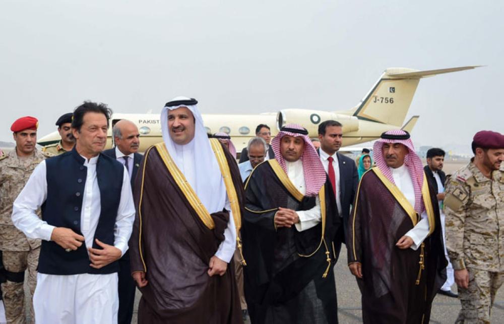 Pakistan Prime Minister Imran Khan visiting the Prophet’s Mosque after arrival in Madinah on Tuesday. -- SPA