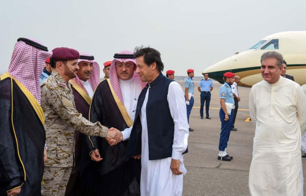 Pakistan Prime Minister Imran Khan visiting the Prophet’s Mosque after arrival in Madinah on Tuesday. -- SPA