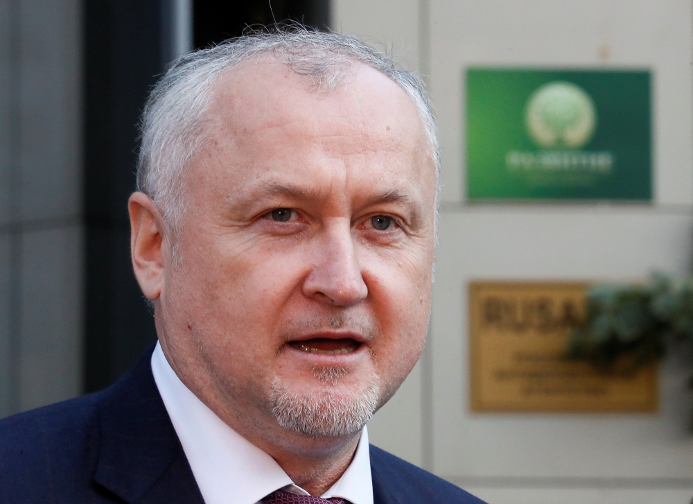 Russian Anti-Doping Agency (RUSADA) Director General Yuri Ganus addresses the media outside his office in Moscow, Russia, on Thursday. — Reuters