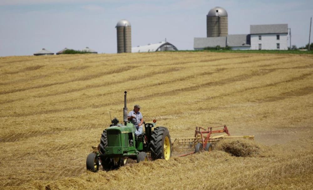 A farmer harvests his field at his farm in Pecatonica, Illinois, US, in this file photo. — Reuters