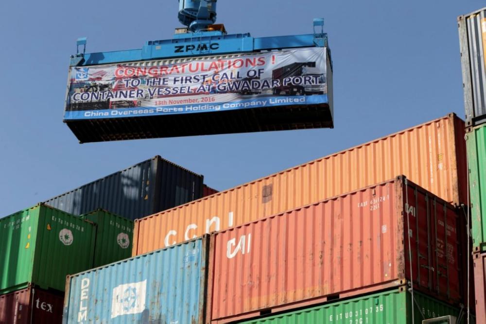 File photo shows a container is loaded on to the first Chinese container ship to depart after the inauguration of the China Pakistan Economic Corridor port in Gwadar, Pakistan. — Reuters