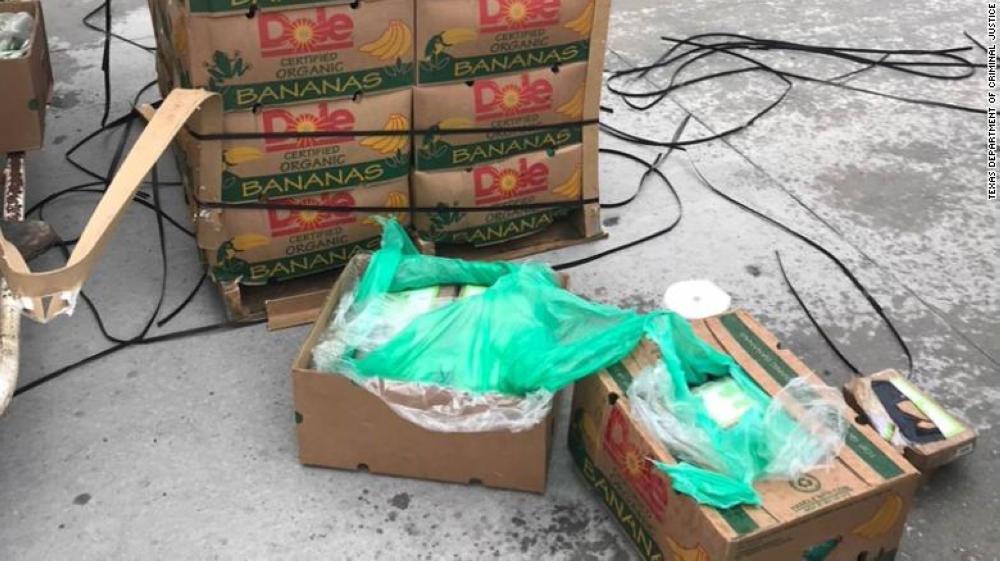 


Concealed drugs are seen after US customs officials discovered them hidden in a shipment of bananas in Houston, Texas.