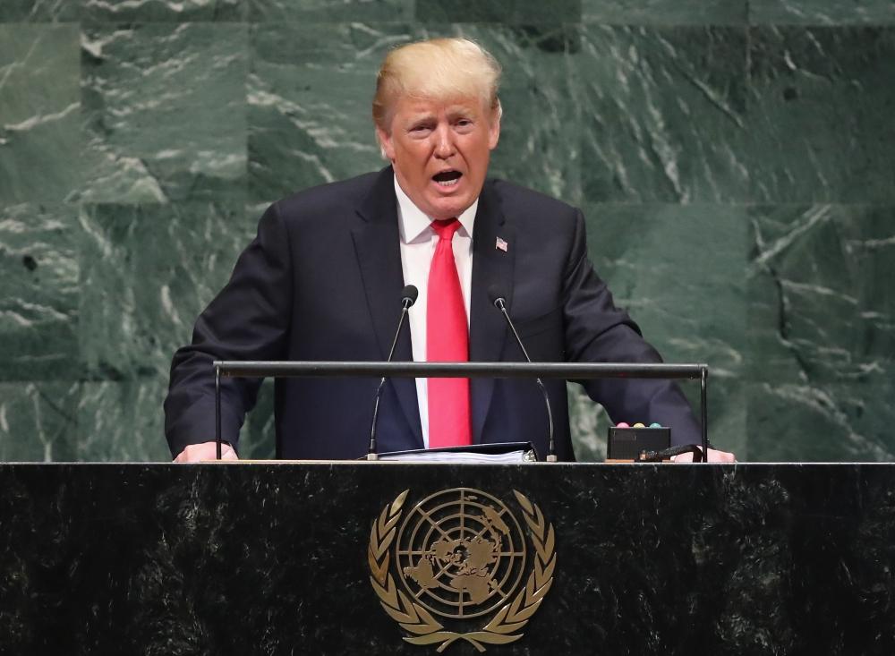 U.S. President Donald trump addresses the United Nations General Assembly on September 25, 2018 in New York City. — AFP
