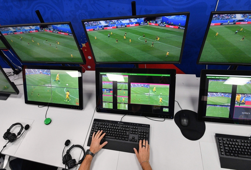 Referee Nestor Pitana checks VAR before the penalty is awarded during the France-Croatia World Cupfinal match in Luzhniki Stadium, Moscow, in this file photo. — Reuters