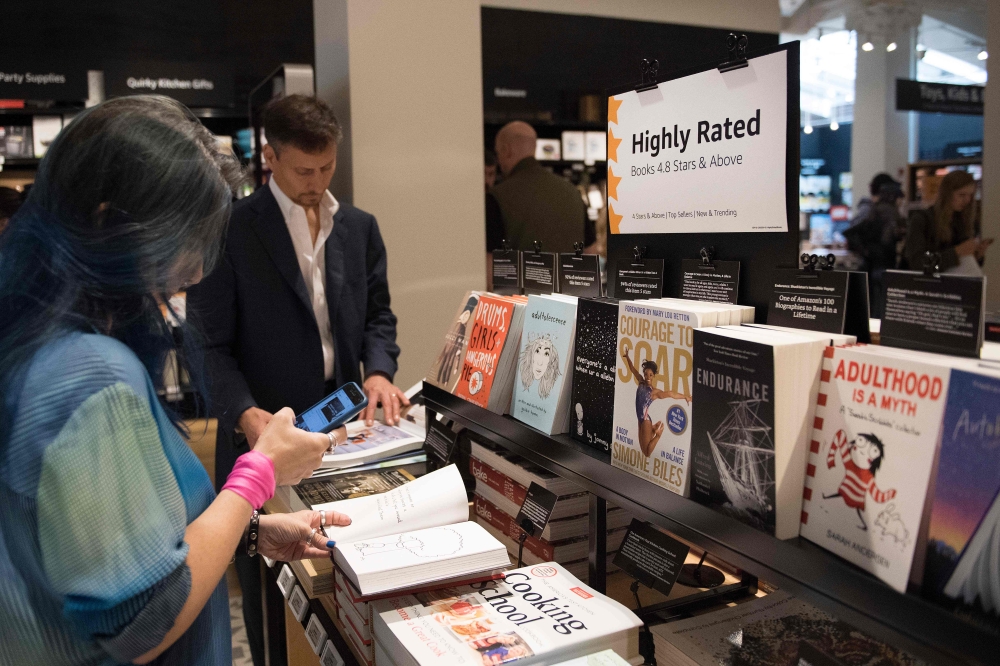 Amazon opens a new store where everything for sale is rated 4 stars and above, is a top seller, or is new and trending on Amazon.com in SoHo neighborhood of New York on Thursday. — AFP