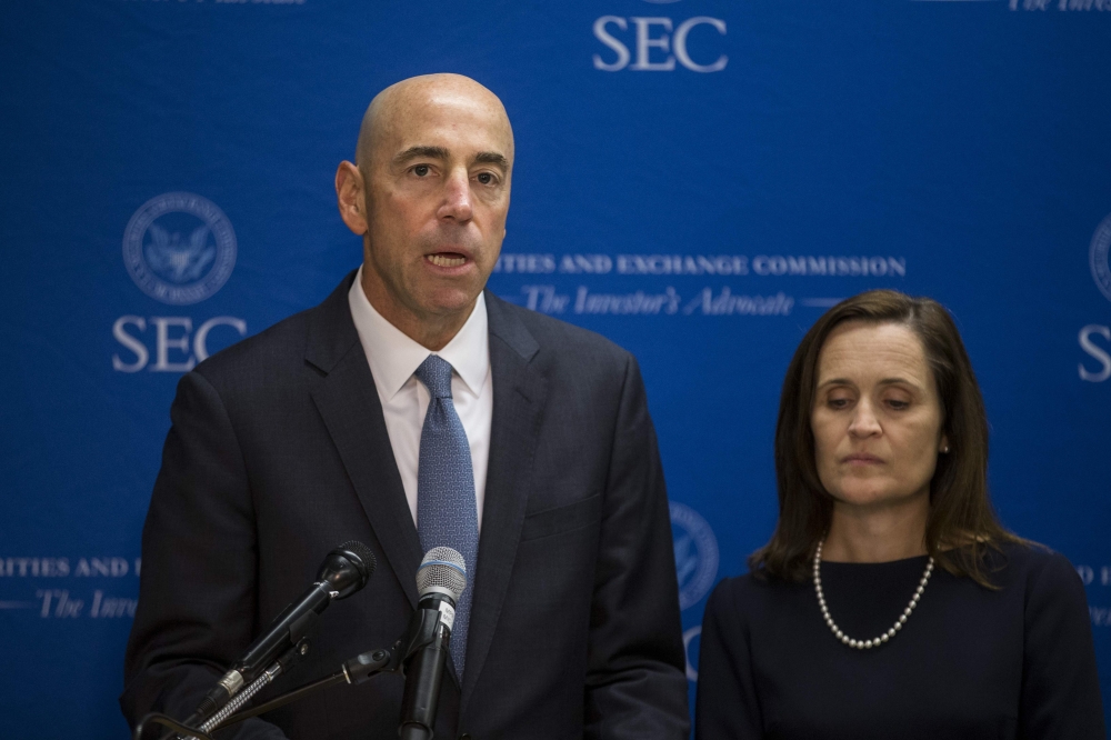 US Securities and Exchange Commission Co-Director of Enforcement Steven Peiken speaks during a news conference announcing their decision to sue Tesla CEO Elon Musk at the US Securities and Exchange Commission Thursday in Washington, DC. — AFP