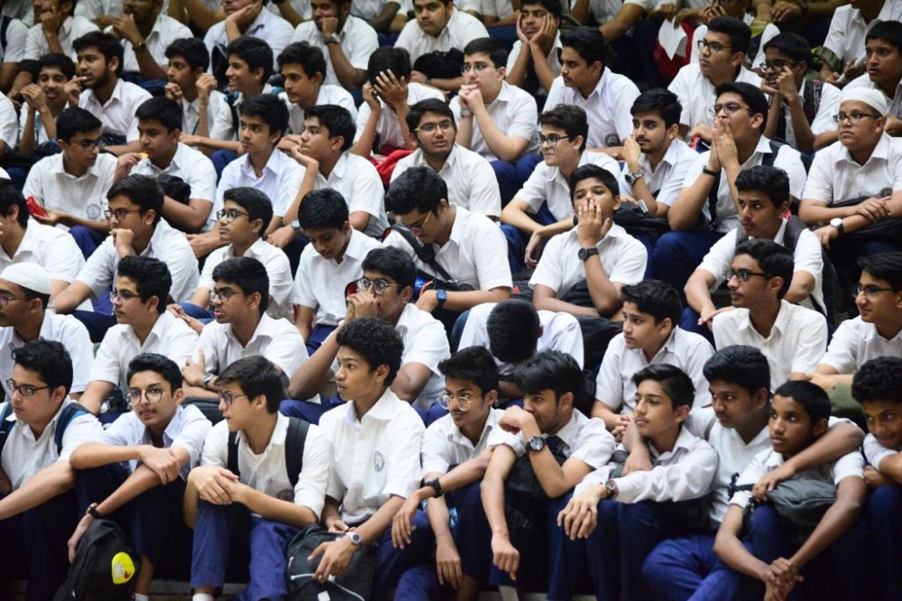 


The students of the International Indian School Jeddah wear a gloomy look after the news of vacating the campus was announced at the school auditorium on Thursday.