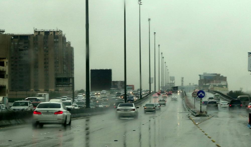 Heavy rain inundated streets in the low-lying areas of old Dammam and Al-Khobar on Monday.