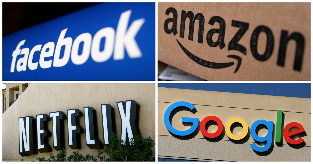 File photo shows Facebook, Amazon, Netflix and Google logos in this combination photo. — Reuters