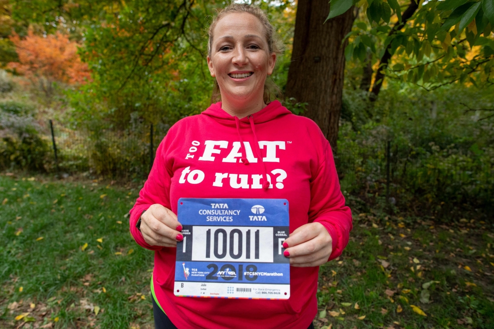 


Julie Creffield, from London, poses for a photo in Central Park in New York. — AFP
