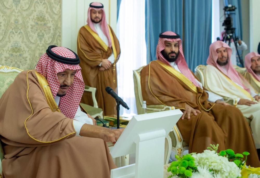 Custodian of the Two Holy Mosques King Salman inaugurates a number of development projects in Qassim in the presence of Crown Prince Muhammad Bin Salman, deputy premier and minister of defense. — SPA