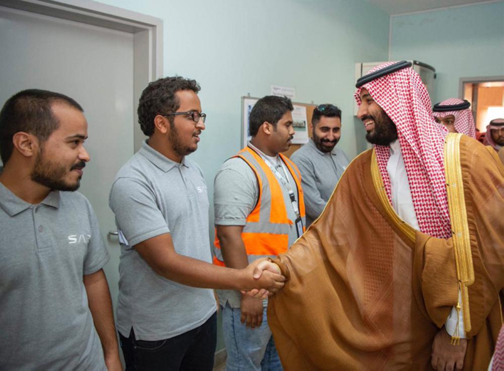 Crown Prince Muhammad Bin Salman, deputy premier and minister of defense, visits Saudi Railway Polytechnic in Buraidah on Wednesday. -- SPA