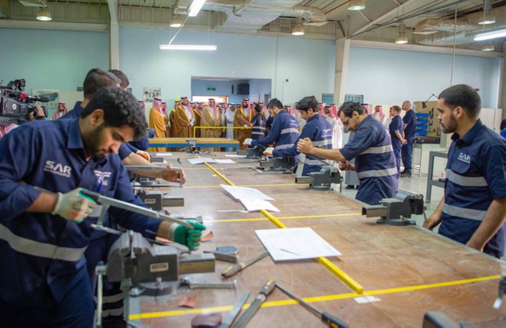 Crown Prince Muhammad Bin Salman, deputy premier and minister of defense, visits Saudi Railway Polytechnic in Buraidah on Wednesday. -- SPA