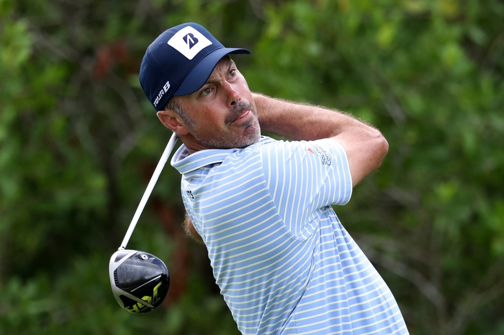 Matt Kuchar of the United States plays his shot from the 17th tee during the first round of the Mayakoba Golf Classic at El Camaleon Mayakoba Golf Course on Thursday in Playa del Carmen, Mexico. — AFP
== FOR NEWSPAPERS, INTERNET, TELCOS & TELEVISION USE ONLY ==