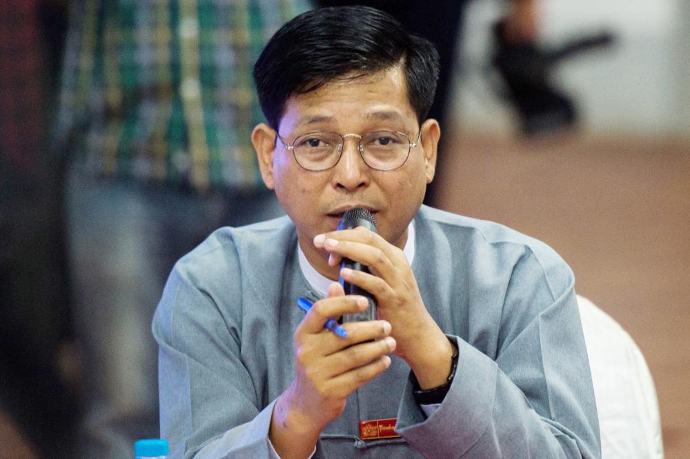 


Myanmar government spokesman Zaw Htay speaks during a press conference in Yangon on Sunday. — AFP