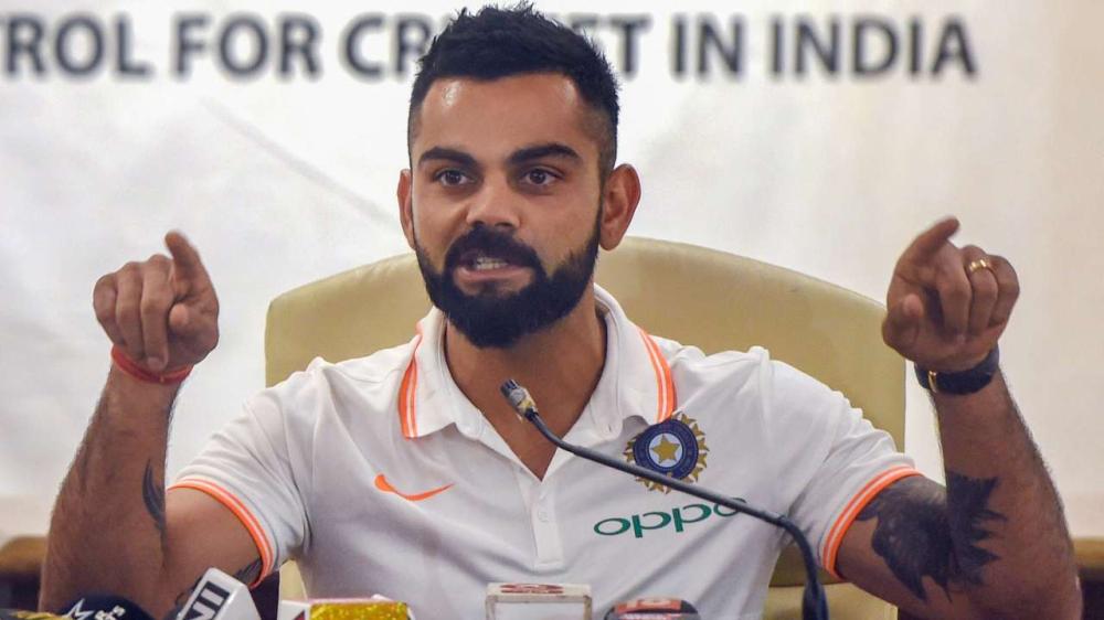 Indian skipper Virat Kohli makes a point during a press conference in Mumbai on Thursday. — Reuters