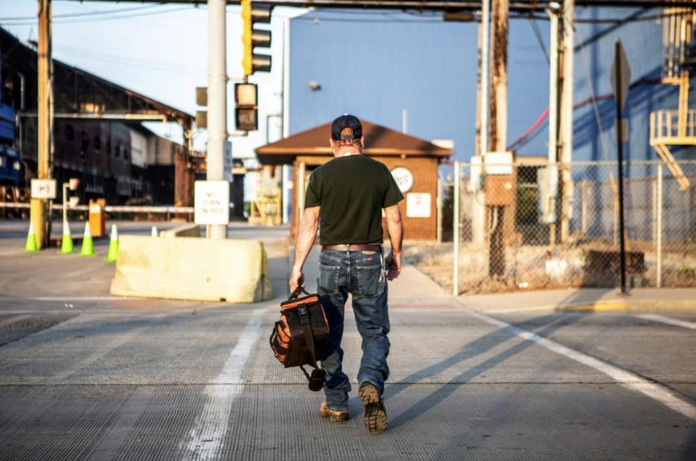 A steel worker returns to work after a two year idle at US Steel Granite City Works in Granite City, Illinois, US, in this file photo. — Reuters