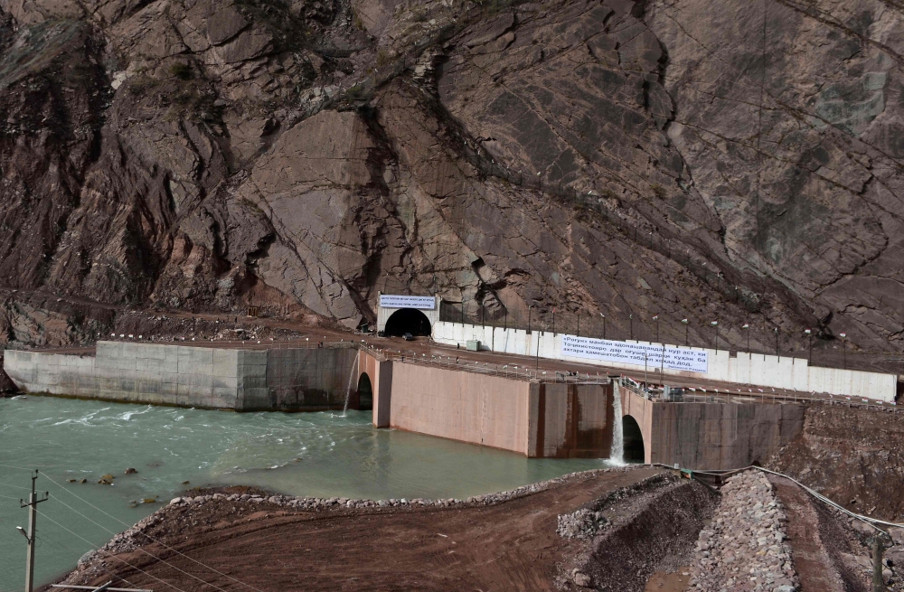 A general view of the Rogun hydro-electric dam, about 100 km northeast of the Tajik capital Dushanbe, on the Vakhsh River in southern Tajikistan on Thursday. — AFP