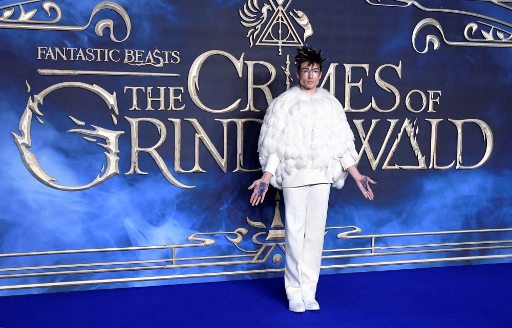 Actor Ezra Miller attends the British premiere of 'Fantastic Beasts: The Crimes of Grindelwald' movie in London. — Reuters