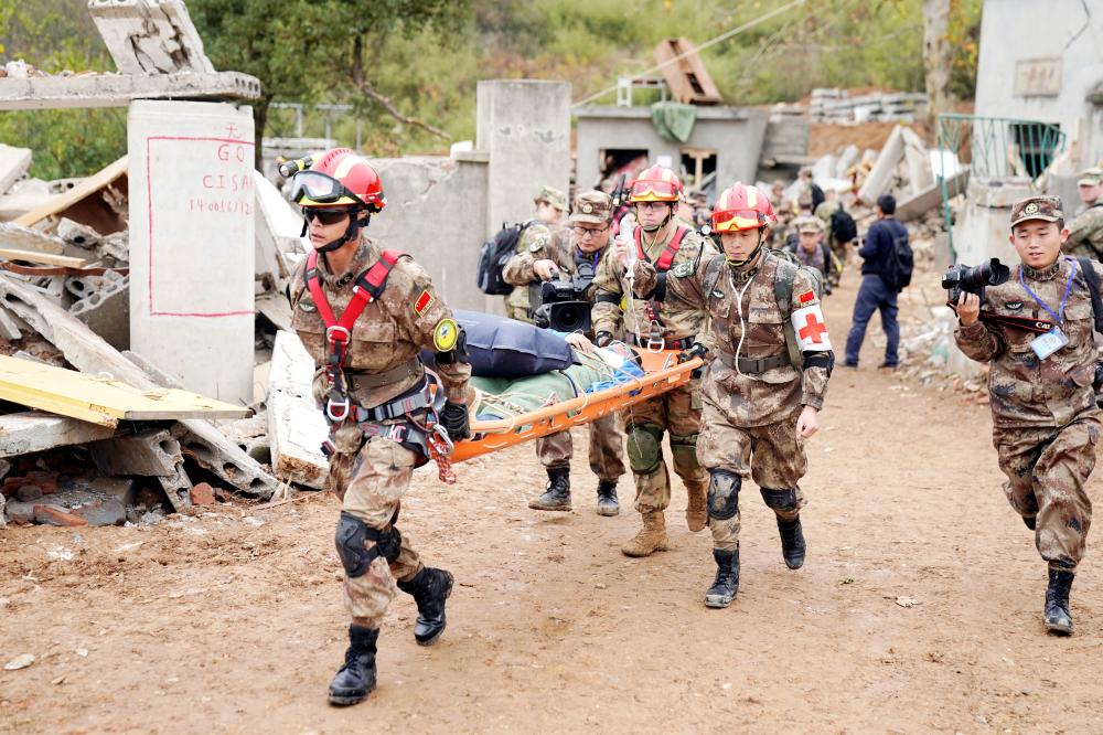 


US Army and China’s People’s Liberation Army (PLA) military personnel take part in an exercise of “Disaster Management Exchange” near Nanjing, Jiangsu province, China on Saturday. — Reuters