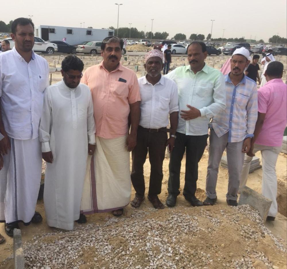 People attending the funeral in Dammam on Friday of an expat worker whose was buried three years after his death due to discrepancy in personal particulars in his passport. — SG photo