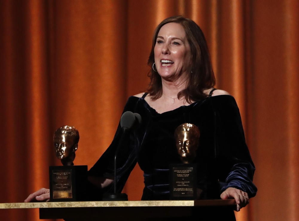 


Kathleen Kennedy accepts the Irving G. Thalberg Memorial Award. — Reuters