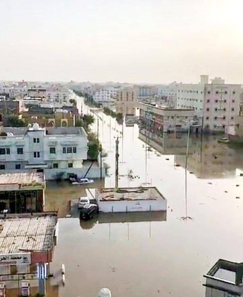 


The southern districts of Al-Laith city were submerged following heavy rain on Friday.