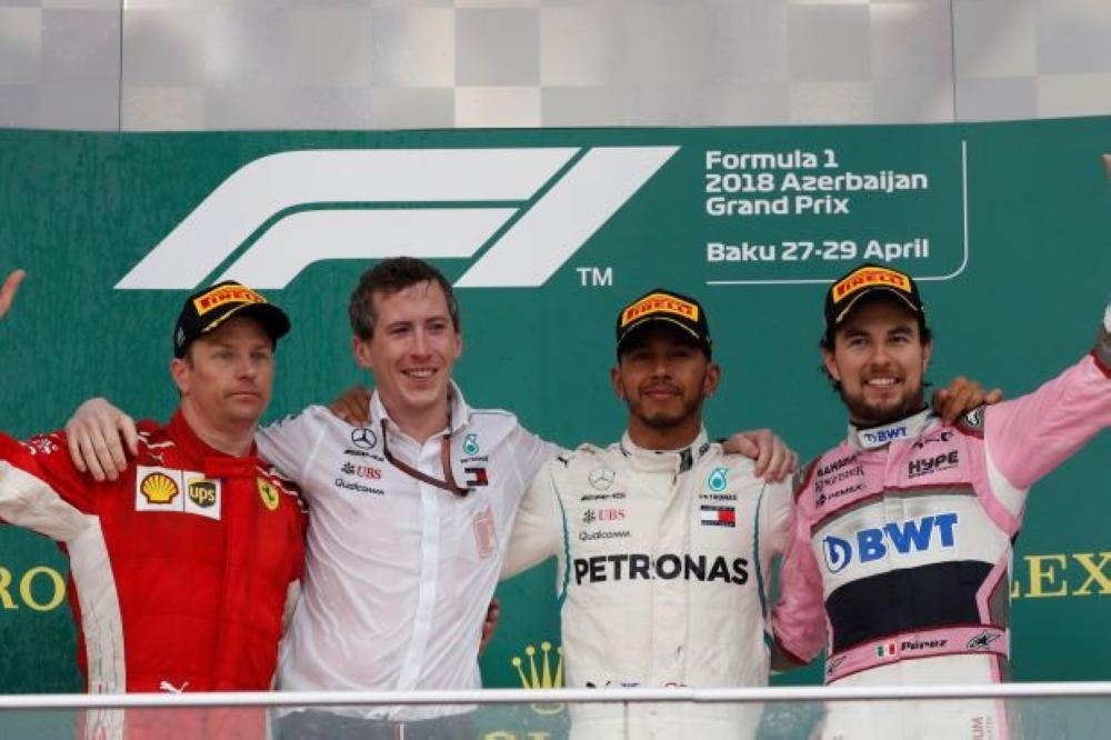 The podium finish in Azerbaijan in this file photo. The top three teams' domination of the Formula One podium over the past two seasons was noticeable.