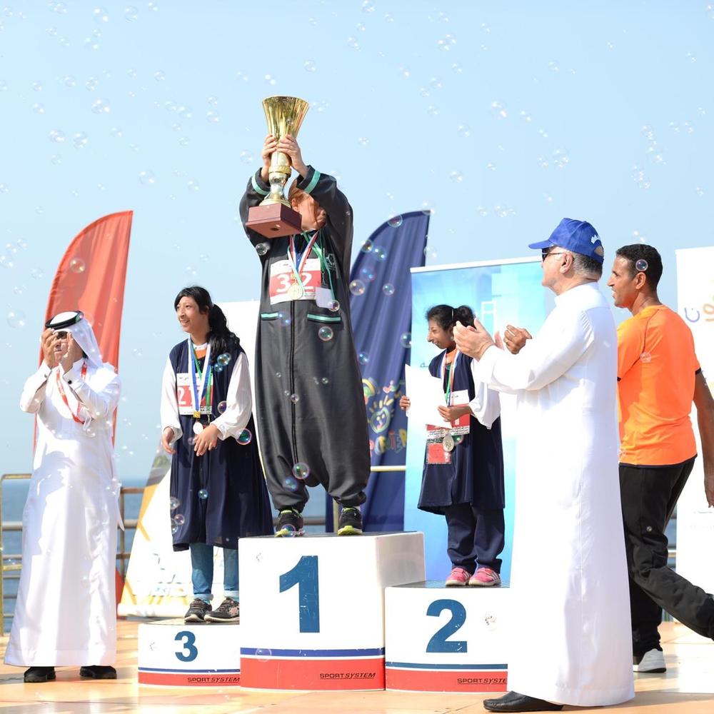 


Mayor of Jeddah Saleh Al-Turki presents the prizes to the winners of the Let Us Walk the Walk.