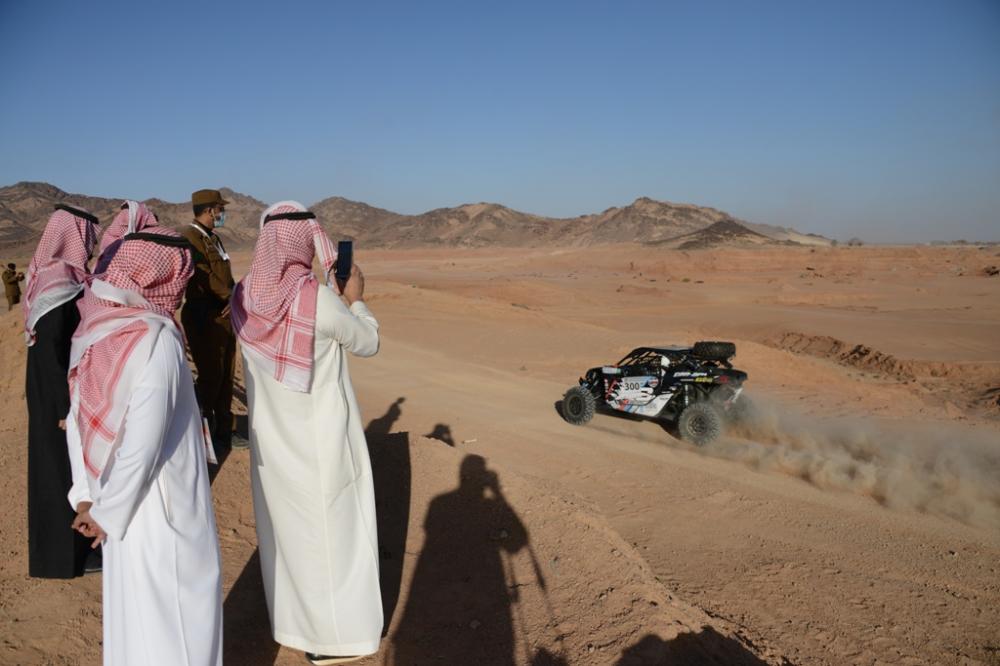 Essa Al-Dossari with his Nissan Navara at the Ha'il Nissan Rally in .January.